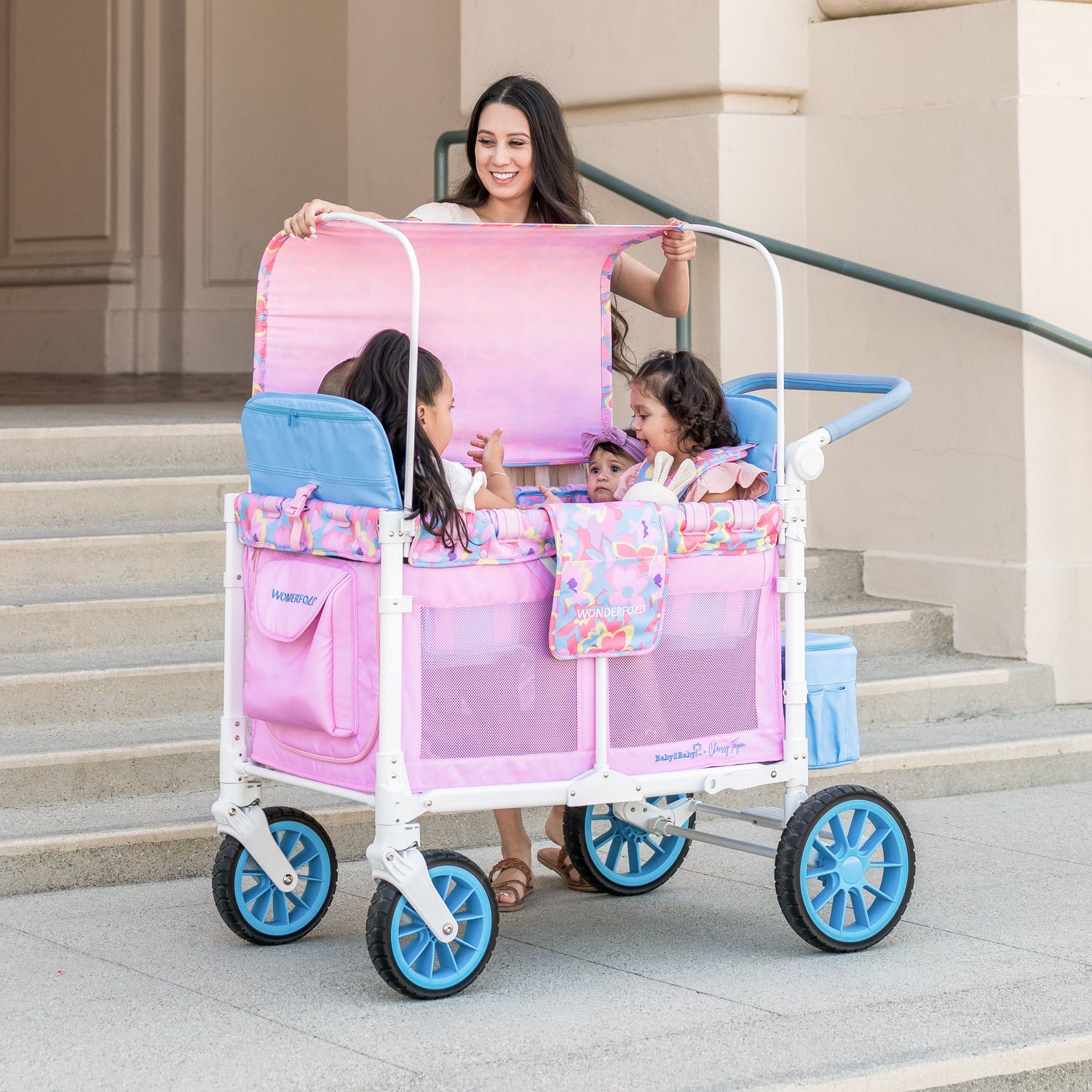 Petal pop 4 seater stroller wagon adjustable canopy